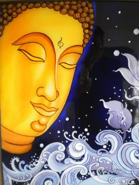 仏教徒 Painting - 波打つ仏頭 仏教